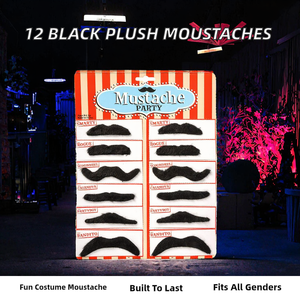 12 шт. черных плюшевых накладных усов для костюмов на Хэллоуин - Product Image 2