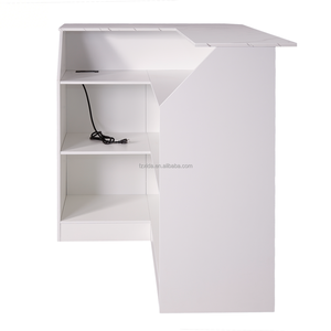Wood L-Shaped Bar Table <strong>Corner</strong> Display <strong>Cabinet</strong> 4-Tier Liquor Wine Glass Storage Modern MDF Panel <strong>White</strong> Floor Mount Home - Product Image 4
