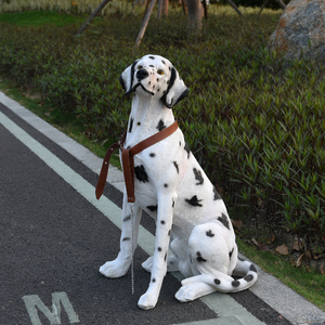 Estatua de Perro Mordaciano de Resina, Escultura de Animal con Manchas Blancas, Decoración de Jardín para Exteriores, Tamaño Real 38*30*53cm - Product Image 2