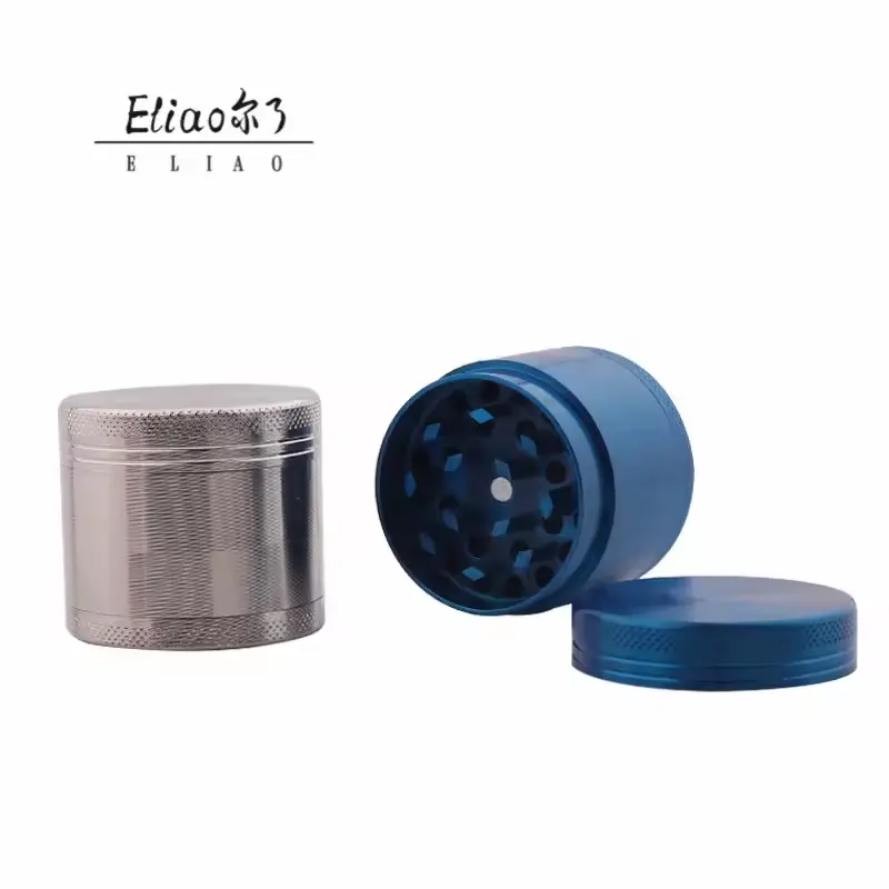 Molinillo de hierbas de aleación de Zinc y Metal Erliao de 40mm, superventas, molinillo de tabaco plano de 4 capas, molinillo de humo portátil con logotipo personalizable