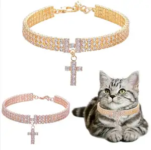 Hot Selling Luxus Kristall Hunde halsband Diamant Knochen Charme Welpe Haustier Glänzende Strass Halskette Halsbänder