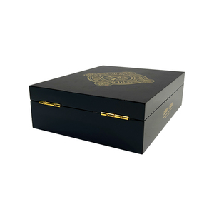 กล่องซิการ์แบบกำหนดเองสีดำสีทองบรรจุภัณฑ์ไม้ทรงสี่เหลี่ยมผืนผ้ามันวาวสูงสำหรับการจัดการการพิมพ์แกะสลักด้วยเลเซอร์5ชิ้น - Product Image 5