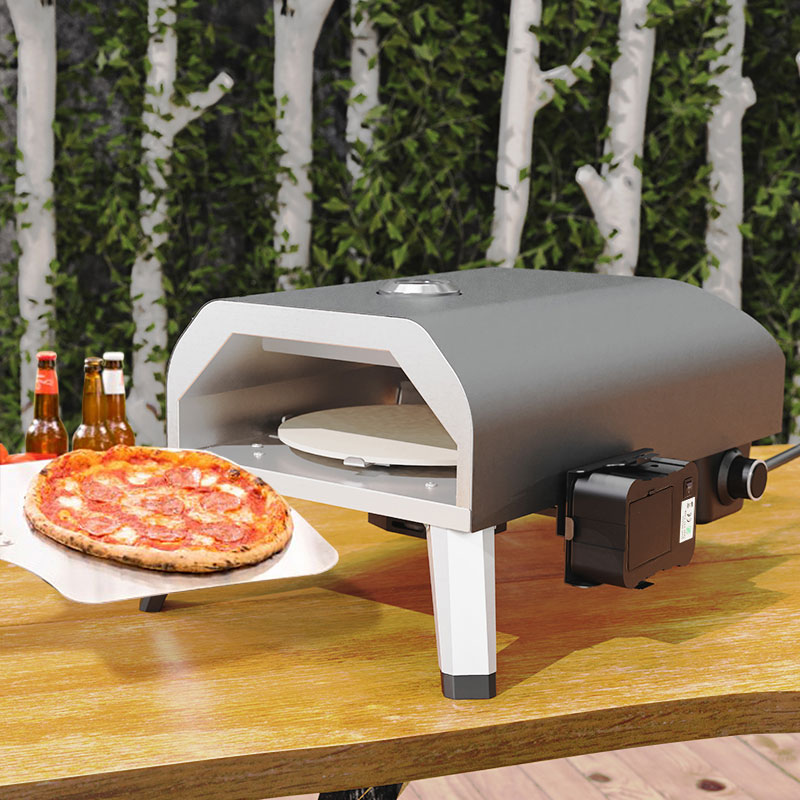 Keyo Tự Động Rotationfunction Gas Lò Nướng Bánh Pizza Bên Ngoài Nhà Bếp Xoay Bánh Pizza Maker & Đá Xách Tay Bánh Pizza Lò