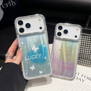 Factory laser IMD print diamond frame bumper Rainbow butterfly star mobile phone case for iPhone 17 pro max 16 plus - Product Image 5