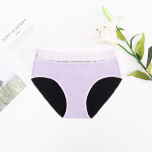 Culotte menstruelle taille haute Warners pour femme, en microfibre respirante, dentelle unie, coupe haute, noire, taille XX-Large - Product Image 2