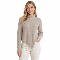 Pull col roulé en laine et cachemire pour femme, tricoté à la machine, basique, décontracté, automne-hiver, personnalisable OEM ODM, 400g