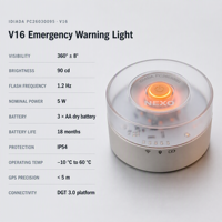 V16 Notfall-Warnleuchte Straßenfackel 360° Amber LED-Rundumleuchte GPS DGT3.0 IP54 Batteriebetrieben 18 Monate Notfallzeit Selbstaufladend