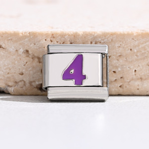 Stainless Steel Purple Arabic Numeral DIY Italian Modular Bracelet Unisex Everyday Wear - Product Image 2
