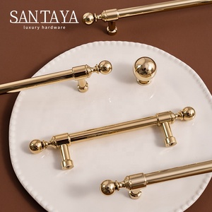 Santaya Solid Brass Kitchen Cabinet Handle PVD Gold Furniture Pulls Wardrobe Long Handles <strong>Dresser</strong> Drawer <strong>Knobs</strong> - Product Image 1