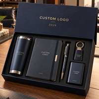Ensemble cadeau d'entreprise personnalisé avec logo du fabricant, kit de bureau professionnel, gobelet isotherme, carnet en cuir, stylo métallique, porte-clés, batterie externe