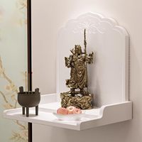 Support mural pour statue de Bouddha, table d'autel, niche bouddhiste en bambou pour la prière, table à encens, blanc