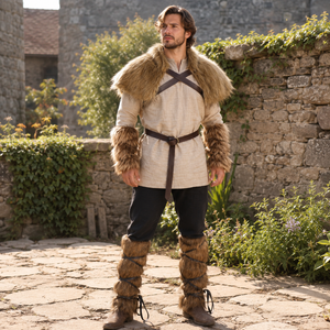 Accesorios de Disfraz Vikingo, Juego de 3 Piezas: Chal de Piel Sintética con Cinturón y Brazaletes, Accesorios para Disfraces de Halloween, Cosplay, TV y Cine - Product Image 2