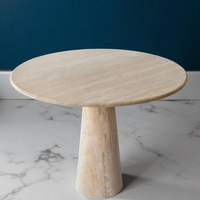 Table basse ronde en pierre de travertin de marbre naturel de bout de canapé de salon