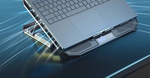 แท่นรองโน้ตบุ๊กแบบพับได้ H9 Metal RGB Light พร้อมพัดลมระบายความร้อนแบบอากาศ 6 ตัว ให้เอฟเฟกต์แสง RGB สำหรับเล่นเกม ประสิทธิภาพสูง ขนาด 17 นิ้ว มีสินค้าในสต็อก - Product Image 2