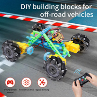 Voiture RC de cascade télécommandée en blocs de construction en plastique, modèle éducatif DIY pour étudiants en technologie de programmation créative