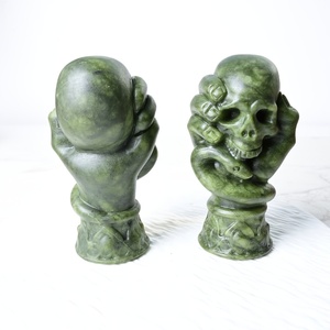 Calaveras de Cristal Natural al por Mayor, Calaveras de Jade Verde Talladas a Mano, Colección de Tallados de Yooperlite - Product Image 6