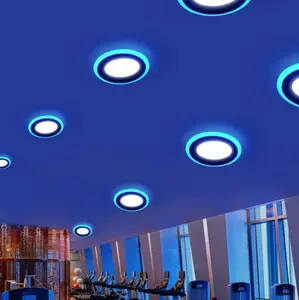 فائقة لمبة تحكم رقيقة مزدوجة اللون LED لوحة ضوء السقف راحة 3 + 3W أبيض بارد والضوء الأزرق اللون للديكور المنزل 85-265V