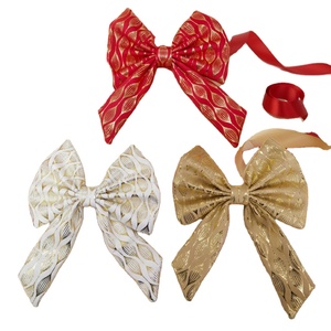Christmas Velvet Gold Foil Embossing Process Christmas <b>Tree</b> Bow Decoration - Product Image 1