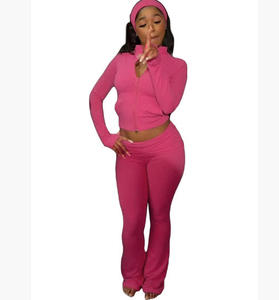 ชุดลำลองสปอร์ต 2 ชิ้น เสื้อแจ็คเก็ตคอเต่ามีซิปสำหรับผู้หญิง+กางเกงขายาวเข้ารูป ชุดออกกำลังกายทันสมัย - Product Image 4