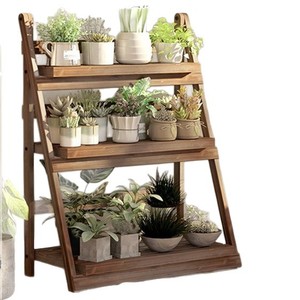 Étagère à plantes en bois à 3 niveaux, autoportante et pliable, pour balcon, salon, présentoir pour plantes succulentes - Product Image 5