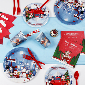 Snow Santa Claus Party Tableware Four-piece Set Merry Christmas Theme Paper Plates Set for 8 Guests - Product Image 4