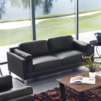 Juego de sofá de oficina negro moderno con mesa de centro, muebles de sala de recepción de empresa informal
