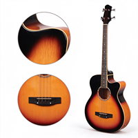 Gitar Bass Akustik Cutaway Sunburst 4 Senar EQ Built-in Pickup, Bass Akustik-Elektrik Kayu OEM Custom Grosir KINGMUSICO