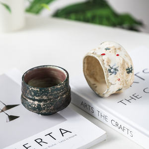 和風 不規則 手描き レストラン 陶器 ティーマグ レトロ リアクティブ釉 ハンドメイド 高級食器 取っ手なし 陶芸カップ - Product Image 2