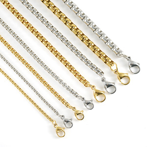 Zogxin Stainless Steel Square Pearl Chain Necklace Unisex Hip Hop Fashion Jewelry 18K Gold Plated Geometric Design - Product Image 2