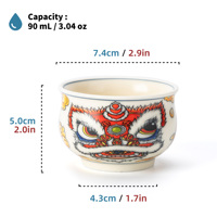 Tasse à thé en céramique, bol à eau en porcelaine, tasse à café artistique, motif Danse du Lion chinois traditionnel, pour la décoration intérieure, vente en gros