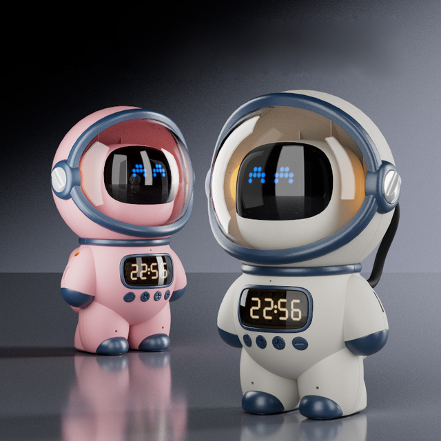 AI Mini Smart Astronaut BT Speaker Sound Box Portable Stereo Interactive Audio With Alarm Clock Support TF/FM Table Clock