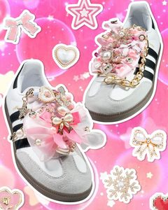 Dodobeads Pcs Pink Shoe Charms For Sneakers Junk <b>Socks</b> Charms Kit With Satin Lace Shoelaces Pink Sneaker Charm For Women Cute Sh - Product Image 2