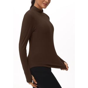 FOXA Fleece Mock Turtleneck Pullover Long Sleeve Base Layer Women's Workout <b>Top</b> Moisture Wicking - Product Image 5