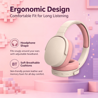 Casque audio sans fil BT 5.4 supra-auriculaire, pliable, longue autonomie, étanche IPX5, idéal pour le sport et les voyages, modèle P2961, très demandé