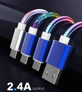 สายดาต้าหนังสีรุ้งขายดีเหมาะสำหรับ Micro-C และ APP USB