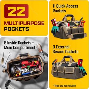Free Sample <b>Small</b> Heavy Duty <b>Tool</b> <b>Bags</b> <b>for</b> Men/Women. Wide Mouth <b>Tool</b> <b>Bag</b> <b>Small</b>. 22 Pockets - Product Image 2