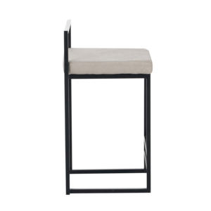 Modern Light Luxury Square Frame <b>Back</b> Soft Upholstered Bar <b>Stool</b> Black Metal Legs for Home Restaurant Hotel Apartment - Product Image 6