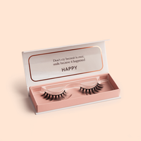 Cils en Faux Vison Haut de Gamme, Boîte Cadeau Magnétique Portable en Carton Rigide en Forme de Livre, Logo Personnalisé, Doublure en Éponge Rose, Recyclée