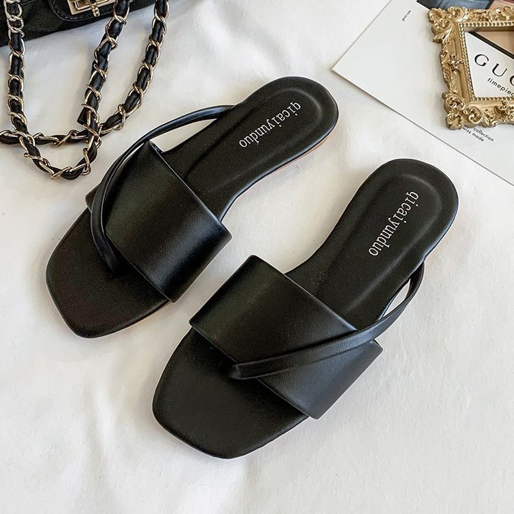 2021 Outdoor Flat Slides Slippers Non-slip Pu Flip Flops Slipper Women Summer Beach Casual Shoes