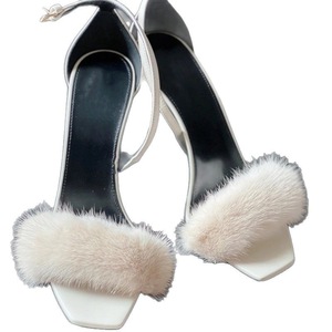 Sandales à talons hauts pour femmes, style romain, en fourrure de vison française, fines, à bout carré, personnalisées par le <span class=keywords><strong>fabricant</strong></span>, pour l'été - Product Image 3