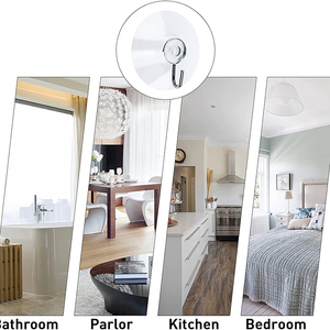 Suction Cup Wall <strong>Hooks</strong> Hangers-Eco-Friendly Plastic Reusable Clear Sucker Pads and Utility <strong>Hooks</strong> with 2.5kg Load Capacity - Product Image 6