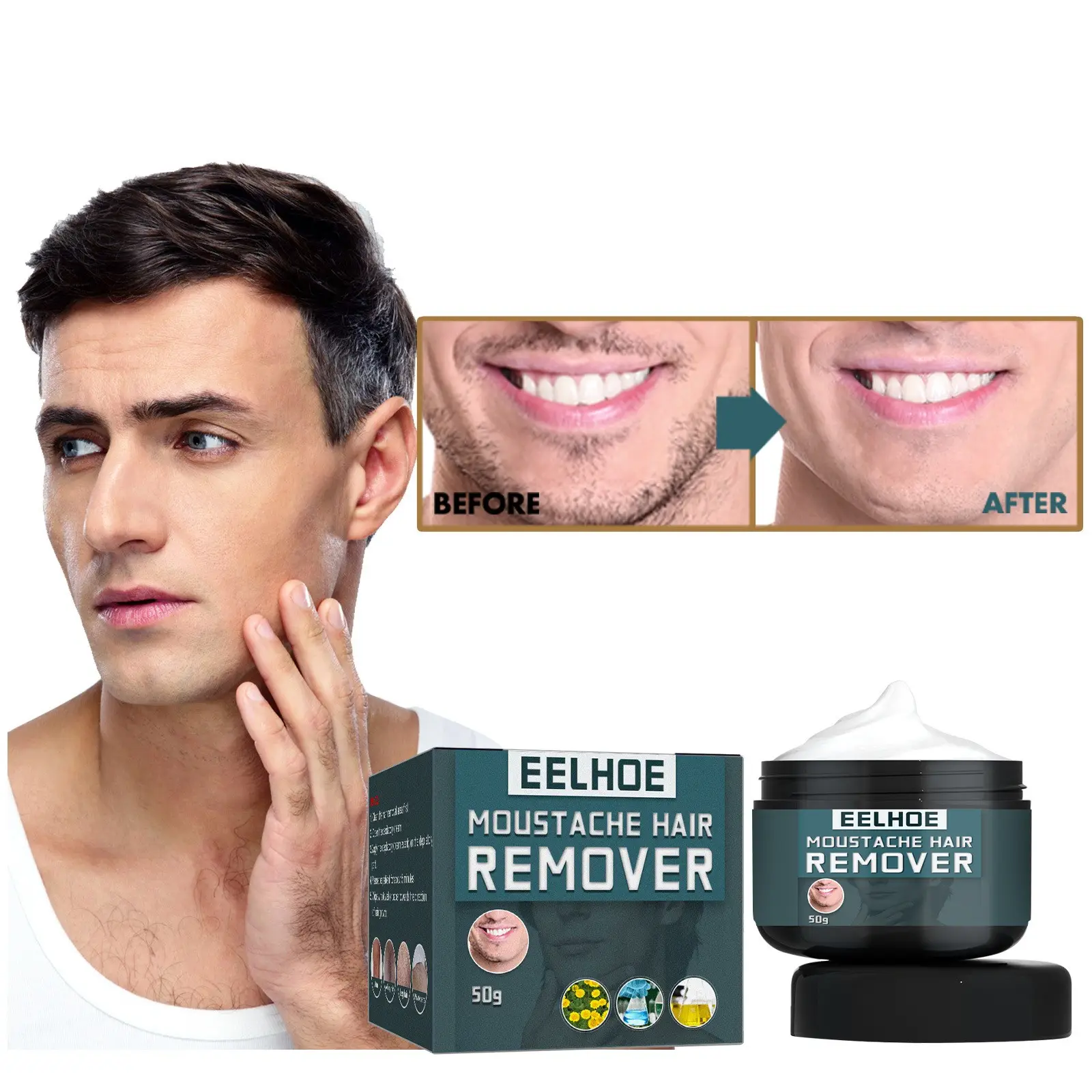 Épilation de la barbe Épilation permanente Lnhibitor Barbe Bikini Pour Hommes Et Femmes Barbe Épilateur Crème