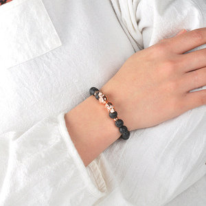 F148 regalos para el novio cuentas al por mayor volcánico lava cuentas de piedra con forma de cráneo pulsera simple para hombres - Product Image 6