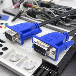 جودة عالية مخصصة زرقاء الرأس 15 دبابيس VGA 3 + 6 ذكر إلى ، أسود-30 متر تسخير الأسلاك الإلكترونية - Product Image 2