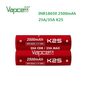 Batterie Li-ion <span class=keywords><strong>Vapcell</strong></span> <span class=keywords><strong>INR</strong></span> <span class=keywords><strong>18650</strong></span> K25 2500mAh 20A/35A 3.7V, batteries au lithium rechargeables similaires à la 25R, adaptées aux lampes de poche - Product Image 2