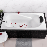Baignoire en fonte avec émail céramique intégré, installation encastrée, accoudoir et robinet inclus, largeur 1,4/1,5/1,6/1,7 m, origine Chine