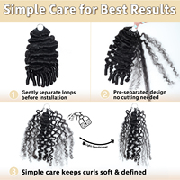 FH Cheveux Humains Bouclés Birmans Miracle Knots pour Crochet, 16 18 20 pouces, 50g, Tresses au Crochet Effet Plume avec Aiguille à Crochet Gratuite