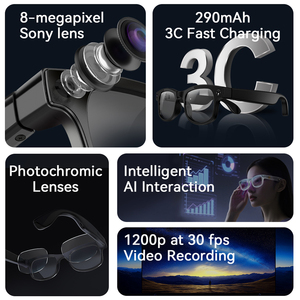 Smart <b>Glasses</b> Dual Optical Lenses Intelligent Real Time Translation Music Playback BT Calling Wifi 1080P <b>Camera</b> Type-C G2 Pro - Product Image 2
