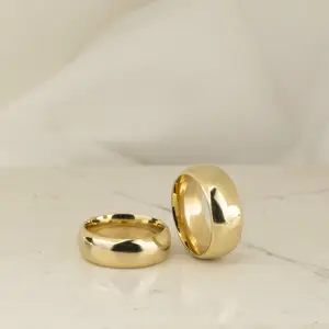 VLOVE 14K/18K oro amarillo sólido 2mm 4mm 6mm anillo de boda liso para hombres y mujeres