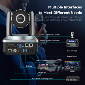 Cámara PTZ 4K 20X NDI POE para Transmisión <span class=keywords><strong>en</strong></span> Vivo, Controlador de Teclado, Videoconferencia, Estudio, Transmisión <span class=keywords><strong>en</strong></span> Vivo, Controlador de Joystick IP - Product Image 3